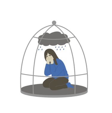 mulher presa na própria gaiola mental
