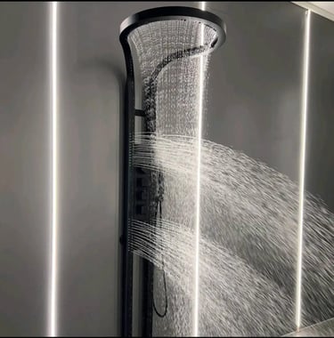a shower head with a shower head and a shower head