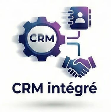 Engrenage et poignée de main illustrant la connexion fluide avec votre logiciel CRM