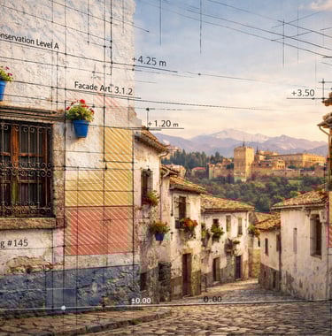 Edificios albaicín con medidas para patrimonio cultural