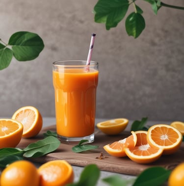 A vibrant glass of green detox juice with fresh fruits and herbs around it on a wooden table.
