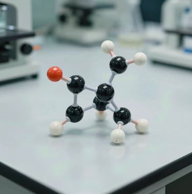 Macro photography of an elegant molecular structure model sitting on a clean white laboratory desk, soft green and white lighting, reflecting a scientific and technological mood, Brazilian context.
