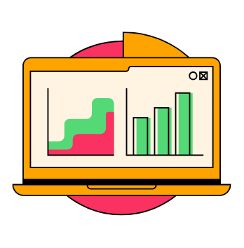 a laptop computer screen showing a chart of data