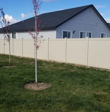 Almond privacy fence vinyl First Fence of Idaho