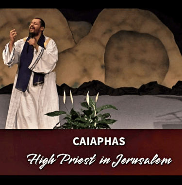 A man dressed in biblical costume performing