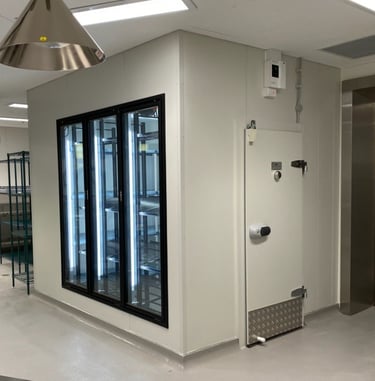 refrigerated cold room cooler room with insert glass doors NSW 