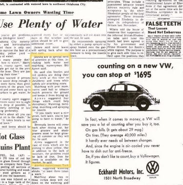 Newspaper clipping from Oklahoma City Times May 10, 1965