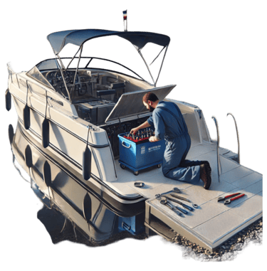 mechanic replacing boat battery