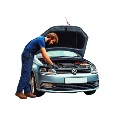 Mechanic inspecting car to replace battery