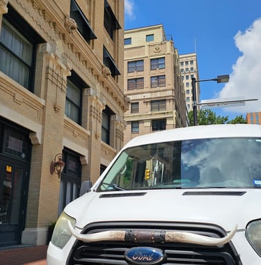 tour van with horns