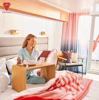 breakfast in cruise ship cabin