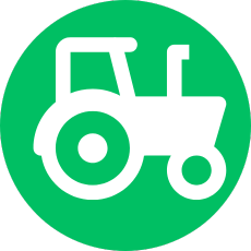 a tractor with a tractor in the middle of a green circle