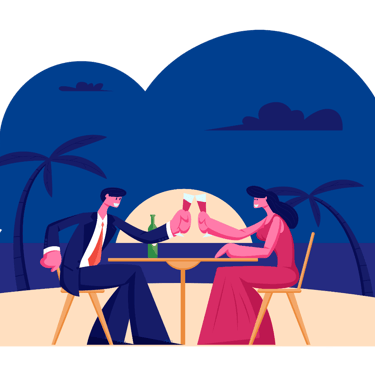 Dine under the stars, in-room, or on the beach