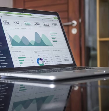 Illustration of AI-powered marketing dashboard with analytics data