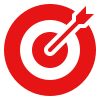 a red target with a target in the center of a bullseye representing marketing digital