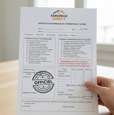Certificat de ramonage ramonage direct