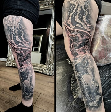 High-quality black and grey tattoo work by experienced tattoo artist