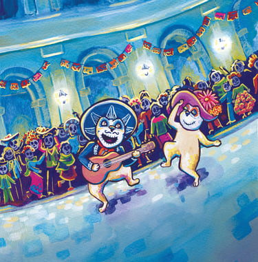 Illustration from Bruno & Frida go to Mexico City by New Orleans artist Melissa Vandiver.