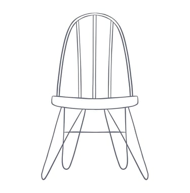 a rigid chair with wire looped legs and straight back