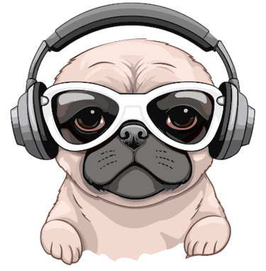 Dog'd head with headphone.