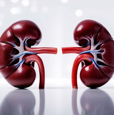 Anatomical human kidney model showing internal structures for renal health and medical education.