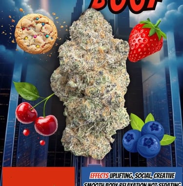 Strawberry Skunk cannabis flower with fruity aromatic notes, shown for legal access in Thailand.