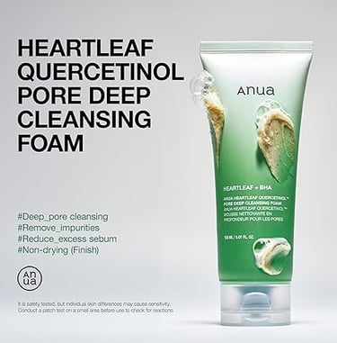 ANUA Heartleaf Quercetinol Pore Deep Cleansing Foam, Facial Cleanser, for Double Cleansing, BHA,