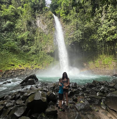 family at La Fortuna Waterfall costa rica
