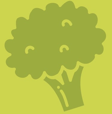 Zöld minimalista grafikus illusztráció egy friss brokkoli rózsáról lime zöld háttér előtt.