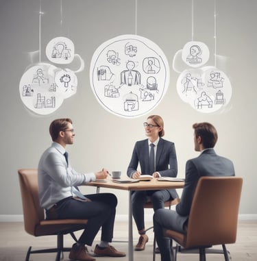 A one-on-one mentoring session in a cozy office setting with warm lighting.