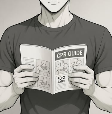 person reading cpr manual