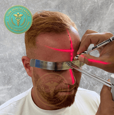dessine de la ligne frontale avec laser avant l implant capillaire