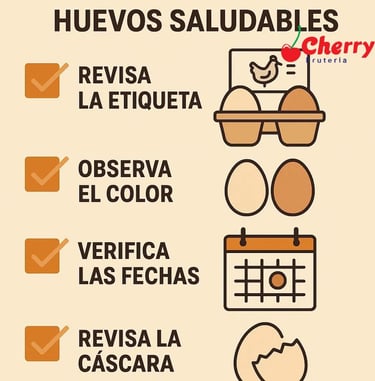 Infografía con 4 pasos para elegir huevos saludables.