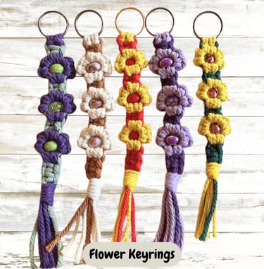 flower key rings handmade macrame