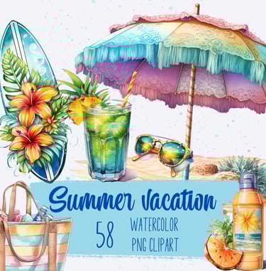 Commercial use summer vacation PNG clipart How to use PNG clipart ideas