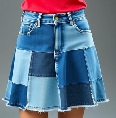 patchwork denim skirt