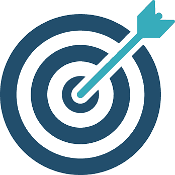 A painted arrow target with an arrow in bullseye.