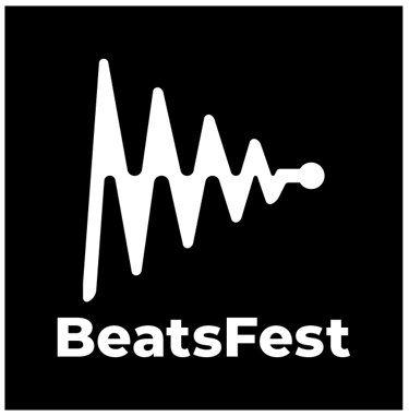 BeastFest white logo version - White sound wave with "BeatsFest" written below in white text.