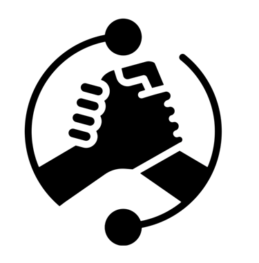 A working together hand shake icon that represents step two in solving restaurant owners dilemma.