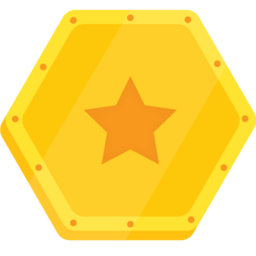 a yellow hexagonic shield shield shield with a star