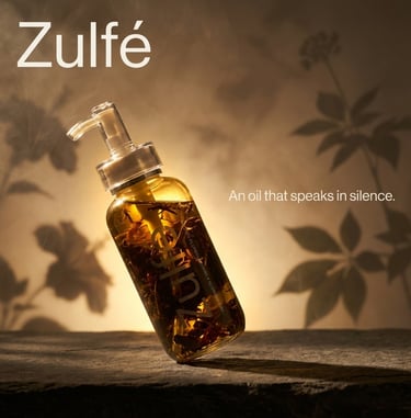 a bottle of Zulfé hair oil