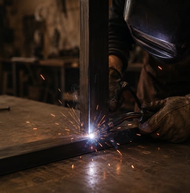 Trabajos en hierro, patas metálicas, soldadura.
