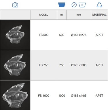 salad round container with hinged lid