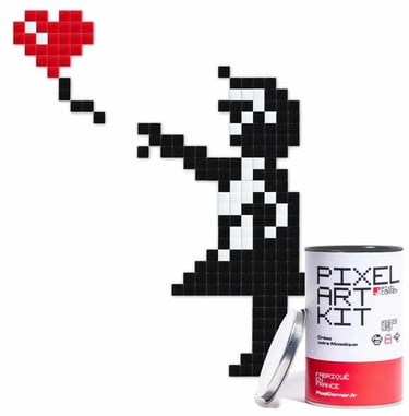 Pixel Corner, big girl with ballon, pixel art kit