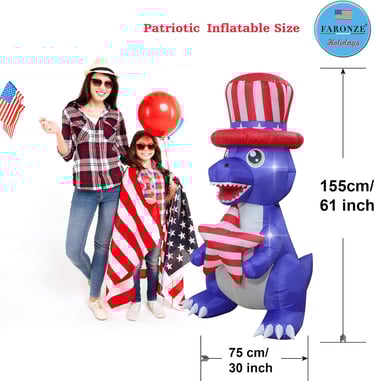 5' inflatable patriotic dinosaur