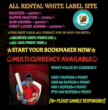 999EXCH ID /MASTER ID / SUPER MASTER ID /SUB-ADMIN/ADMIN ID /AGENT ID/PANEL ID AVAILABLE 