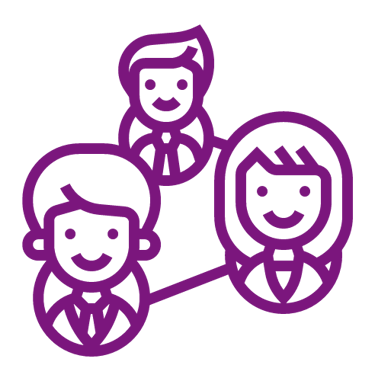 clipart icon of 3 professionals linked together in a triangle