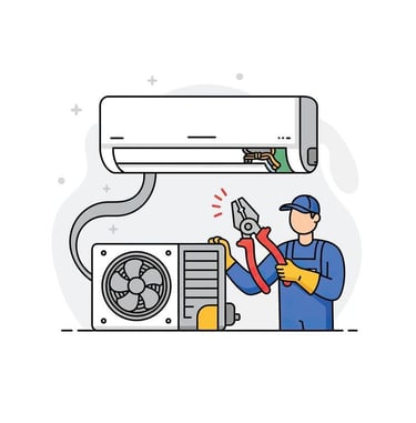 a man in a blue overall overall and a wrench