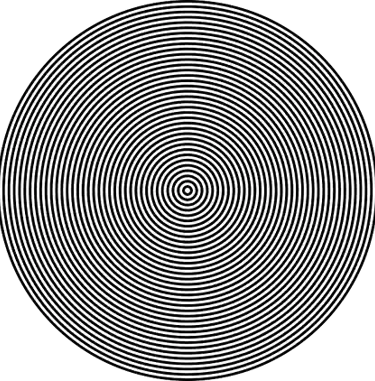 Nombreux cercles concentriques blancs et noirs à regader pour provoquer un effet hypnotique