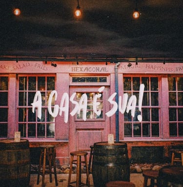 a pink building with a sign that says, a case of a barbeque